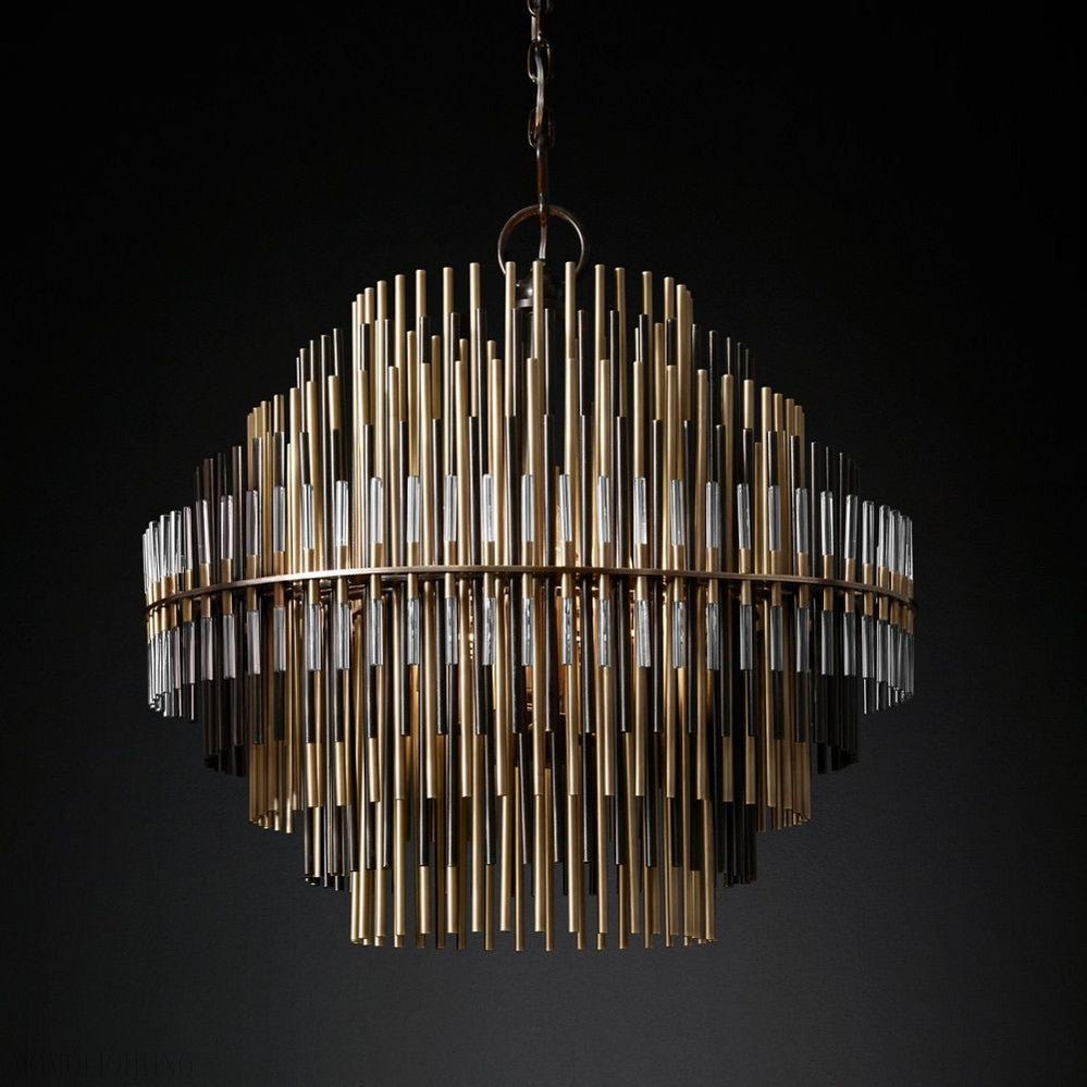 Emily Brass Round Chandelier-Nobipets