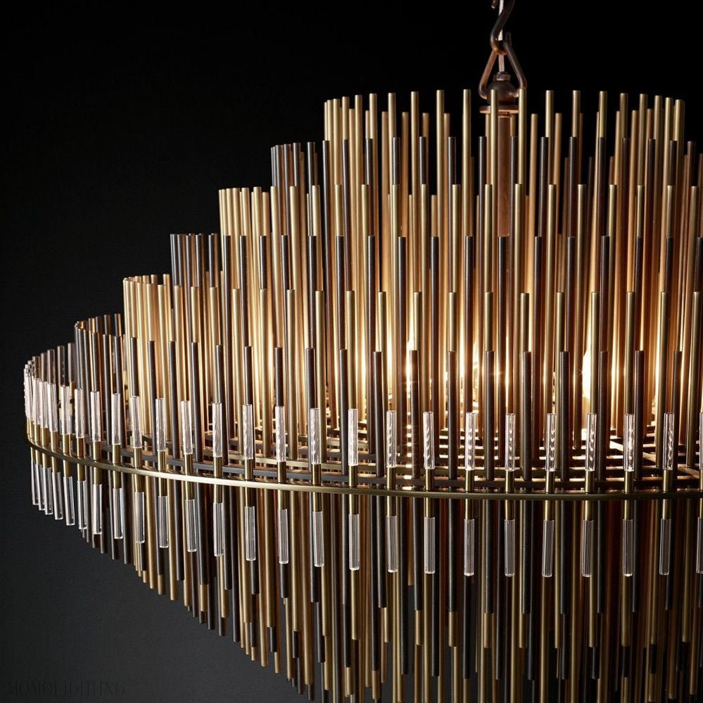 Emily Brass Round Chandelier-Nobipets