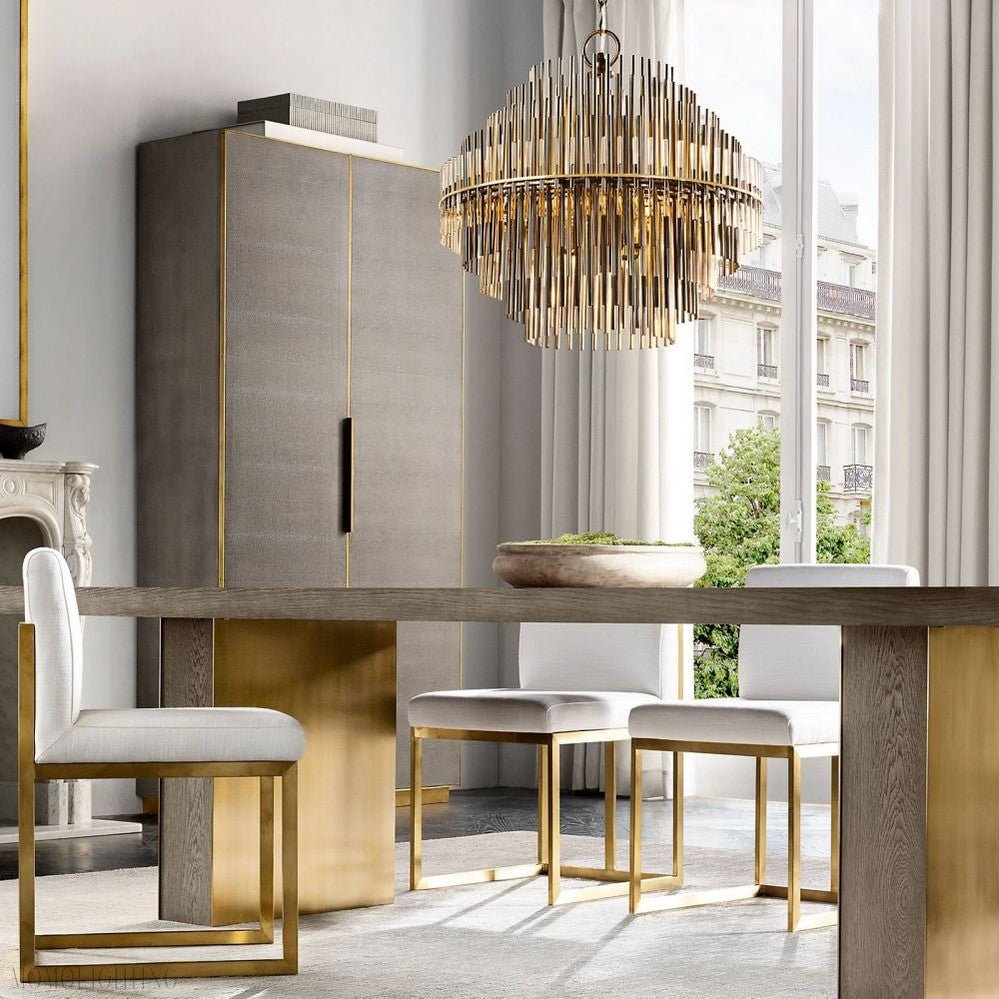 Emily Brass Round Chandelier-Nobipets