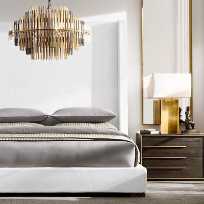 Emily Brass Round Chandelier-Nobipets