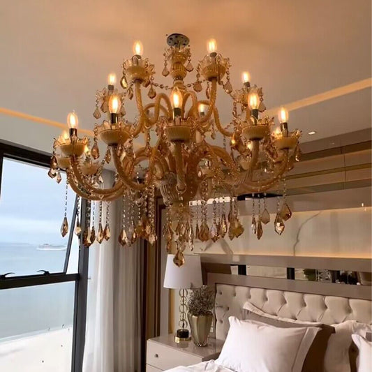 European Luxury Living Room Crystal Chandelier Vintage Candle Chandelier Dining Room Decorative Light Fixture-Nobipets