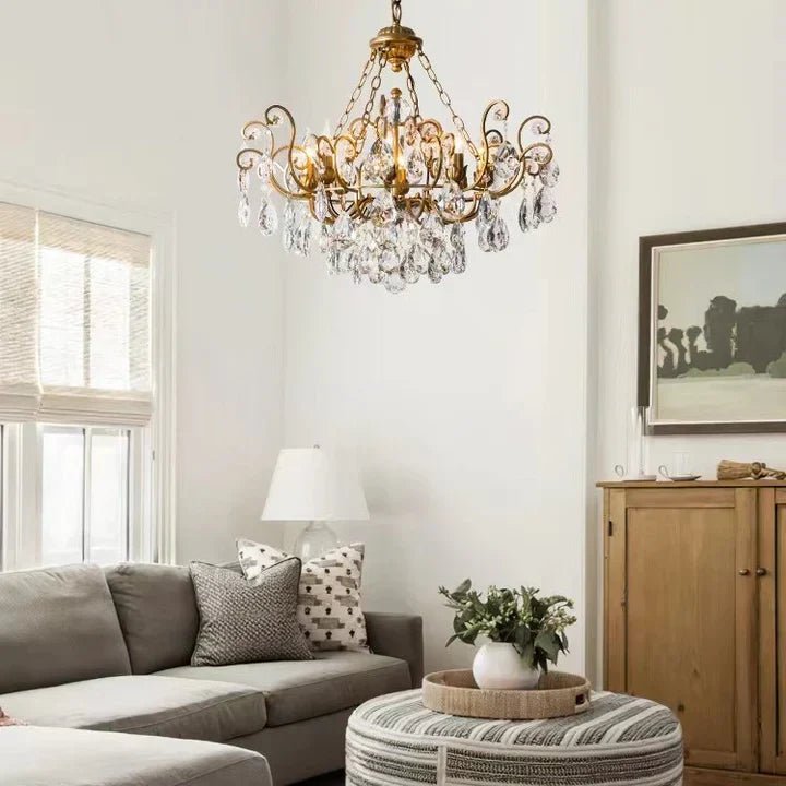 European Retro Light Luxury Crystal Pendant Electronic Candle Chandelier for Living Room / Dining Room / Bedroom-Nobipets
