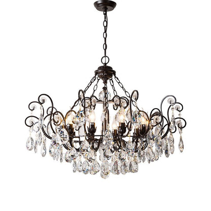 European Retro Light Luxury Crystal Pendant Electronic Candle Chandelier for Living Room / Dining Room / Bedroom-Nobipets