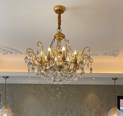 European Retro Light Luxury Crystal Pendant Electronic Candle Chandelier for Living Room / Dining Room / Bedroom-Nobipets