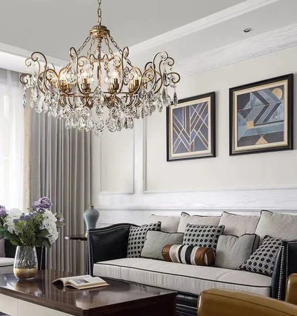 European Retro Light Luxury Crystal Pendant Electronic Candle Chandelier for Living Room / Dining Room / Bedroom-Nobipets