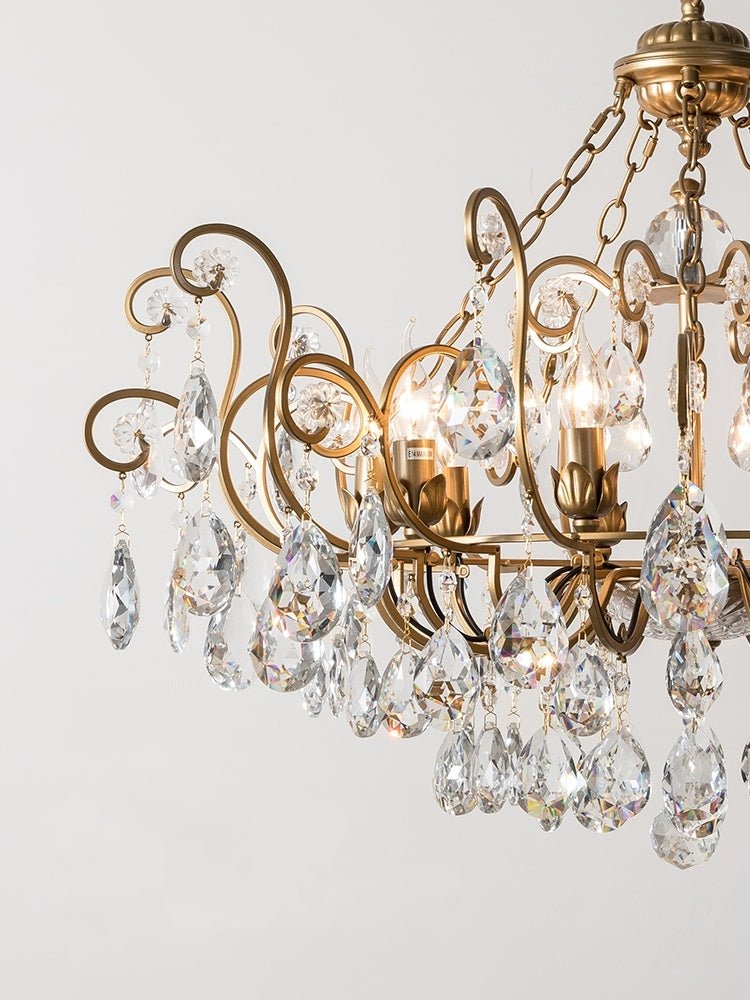 European Retro Light Luxury Crystal Pendant Electronic Candle Chandelier for Living Room / Dining Room / Bedroom-Nobipets