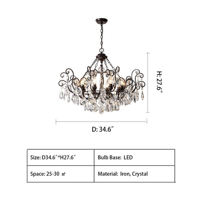 European Retro Light Luxury Crystal Pendant Electronic Candle Chandelier for Living Room / Dining Room / Bedroom-Nobipets