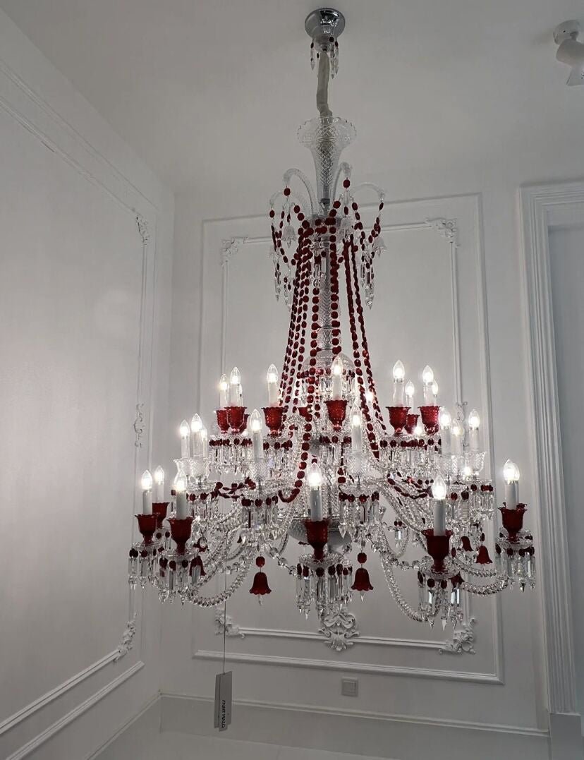 European-style Luxury Colorful Candle Crystal Oversized Chandelier Art Branch Designer Foyer/Staircase Light Fixture-Nobipets