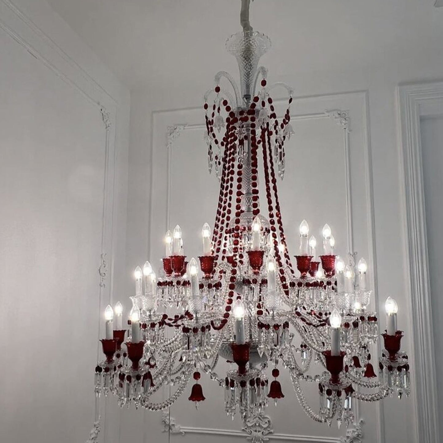 European-style Luxury Colorful Candle Crystal Oversized Chandelier Art Branch Designer Foyer/Staircase Light Fixture-Nobipets
