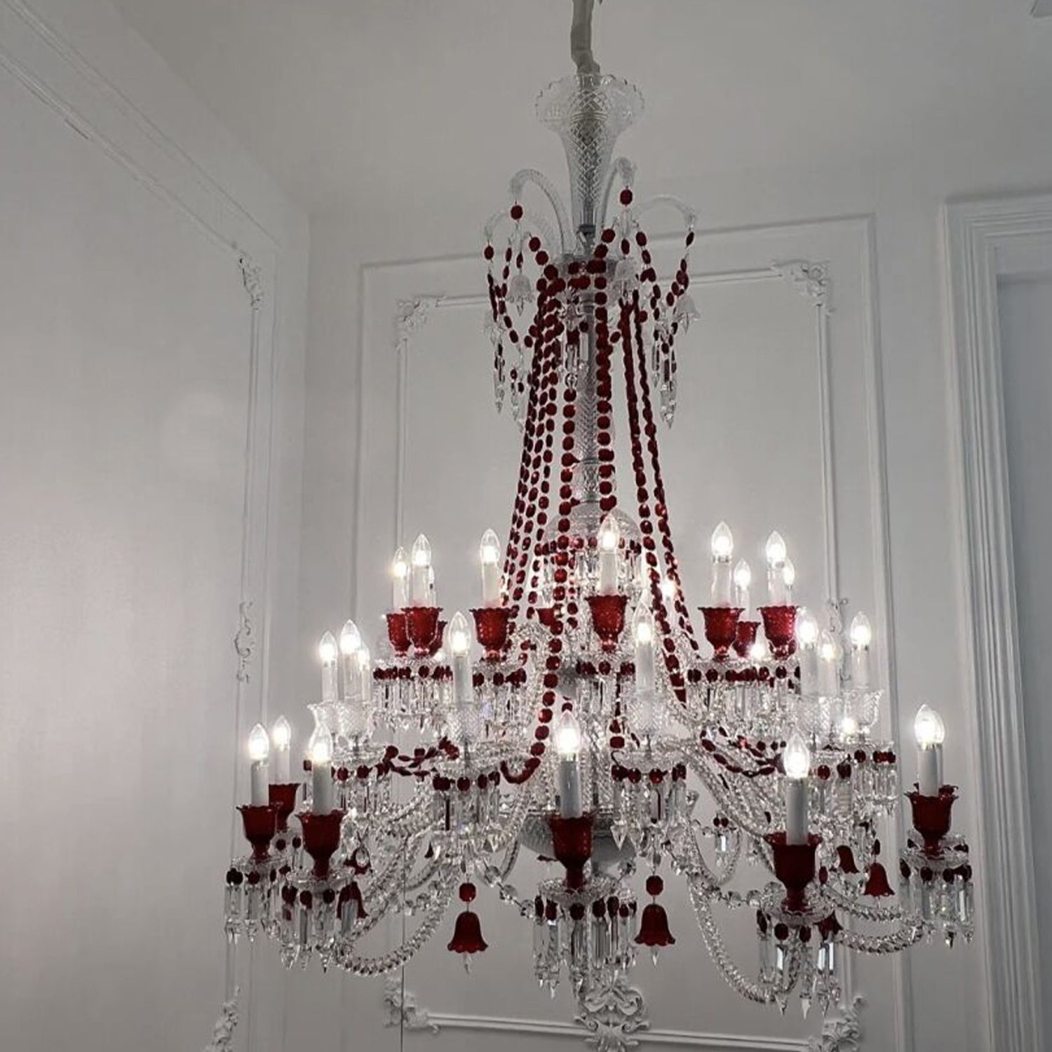 European-style Luxury Colorful Candle Crystal Oversized Chandelier Art Branch Designer Foyer/Staircase Light Fixture-Nobipets