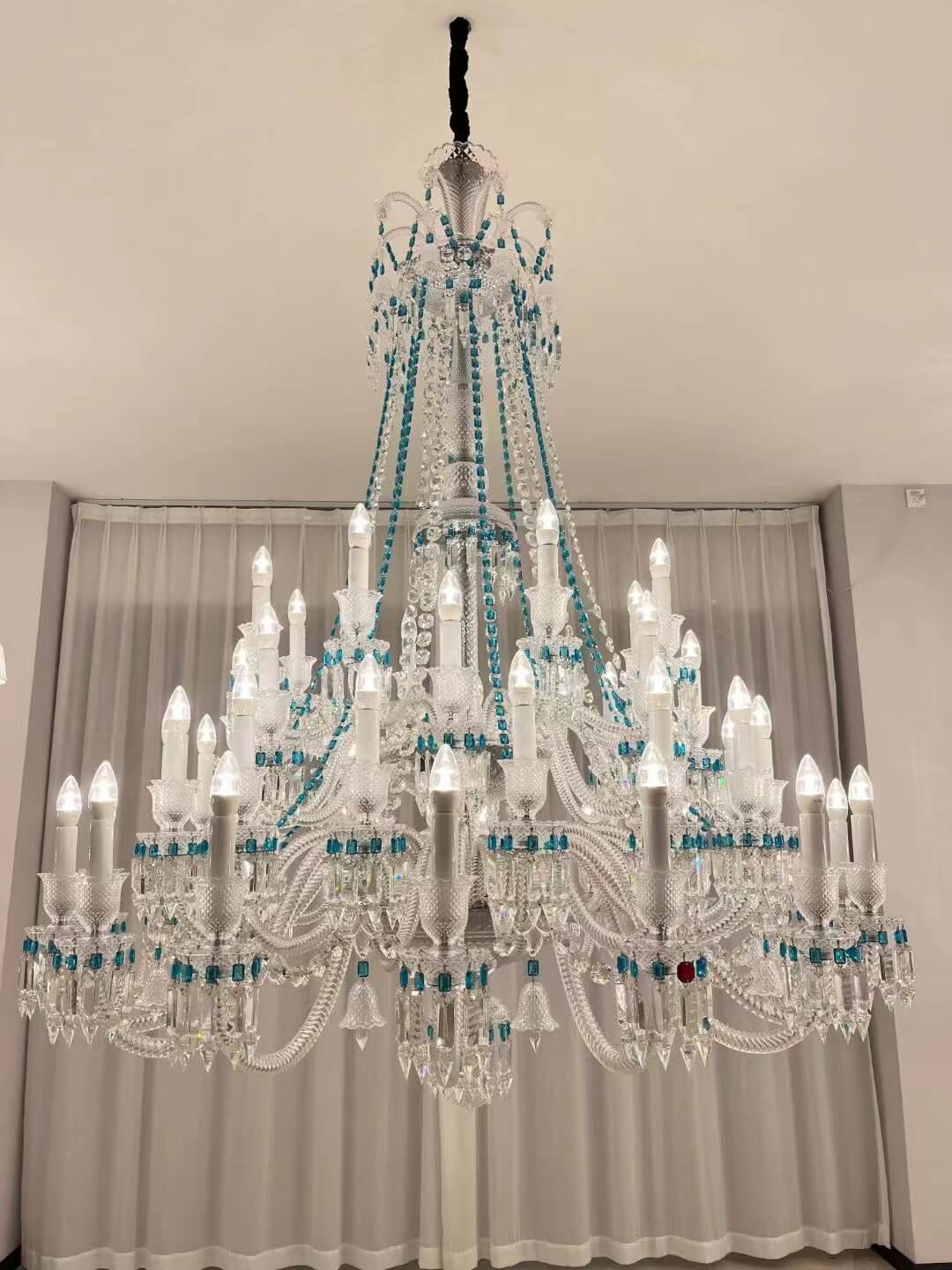 European-style Luxury Colorful Candle Crystal Oversized Chandelier Art Branch Designer Foyer/Staircase Light Fixture-Nobipets