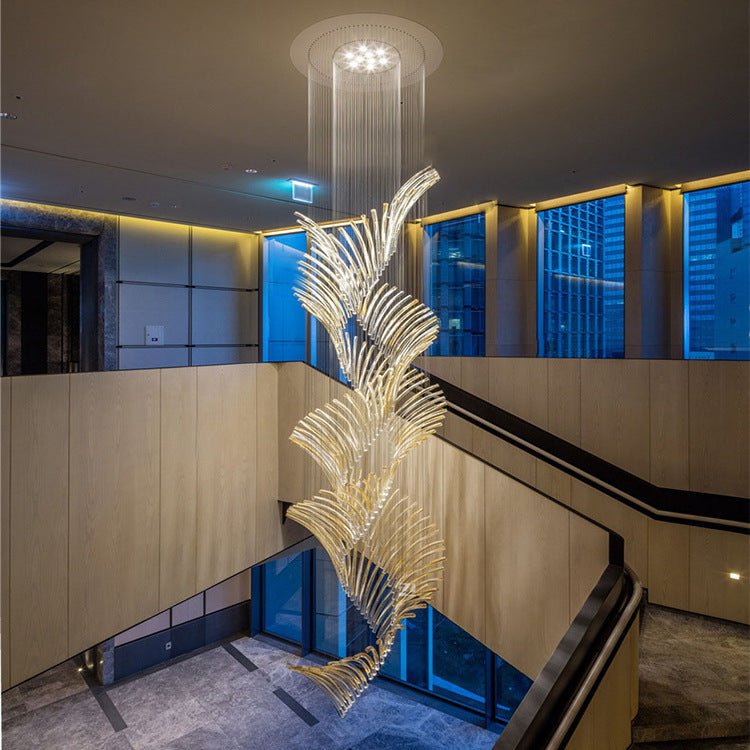 European Style Spiral Glass Chandelier for Staircase/Foyer/Hotel/Villa-Nobipets