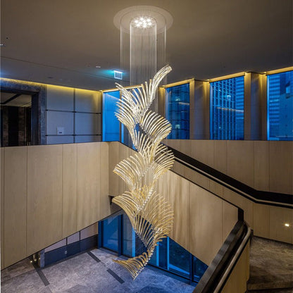 European Style Spiral Glass Chandelier for Staircase/Foyer/Hotel/Villa-Nobipets