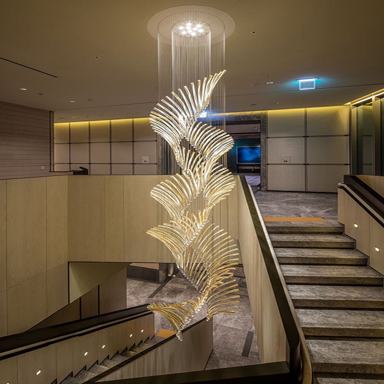 European Style Spiral Glass Chandelier for Staircase/Foyer/Hotel/Villa-Nobipets
