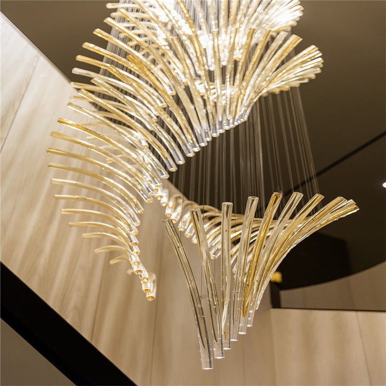 European Style Spiral Glass Chandelier for Staircase/Foyer/Hotel/Villa-Nobipets