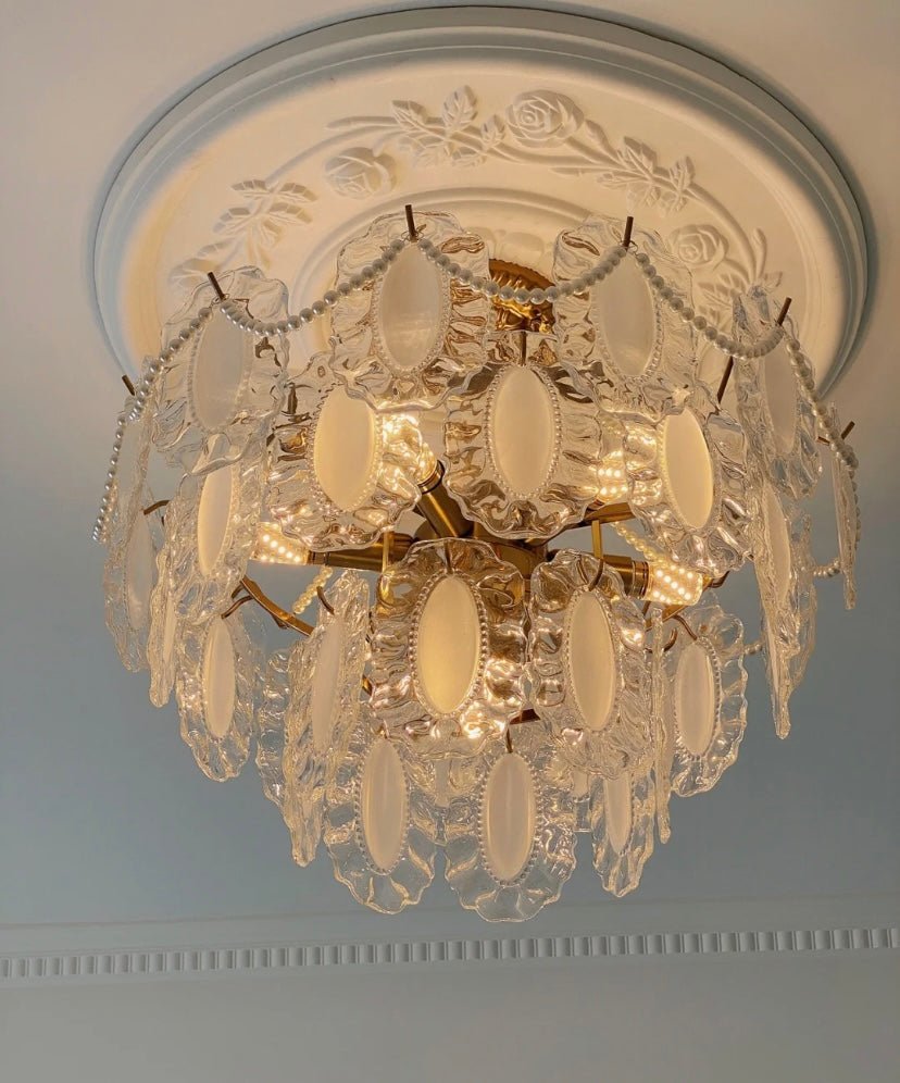 European Vintage Style Luxury Elegant Cream White Chandelier/Ceiling Light Fixture with White Pearl Chains for Living Room Bedroom Restaurant Dining Room-Nobipets