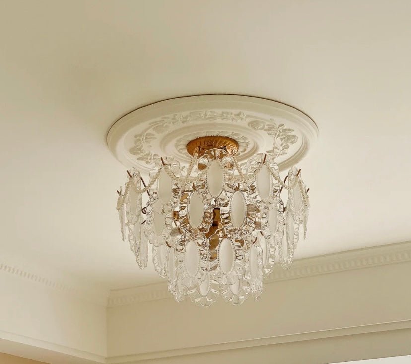 European Vintage Style Luxury Elegant Cream White Chandelier/Ceiling Light Fixture with White Pearl Chains for Living Room Bedroom Restaurant Dining Room-Nobipets