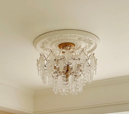 European Vintage Style Luxury Elegant Cream White Chandelier/Ceiling Light Fixture with White Pearl Chains for Living Room Bedroom Restaurant Dining Room-Nobipets