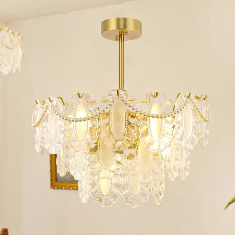 European Vintage Style Luxury Elegant Cream White Chandelier/Ceiling Light Fixture with White Pearl Chains for Living Room Bedroom Restaurant Dining Room-Nobipets