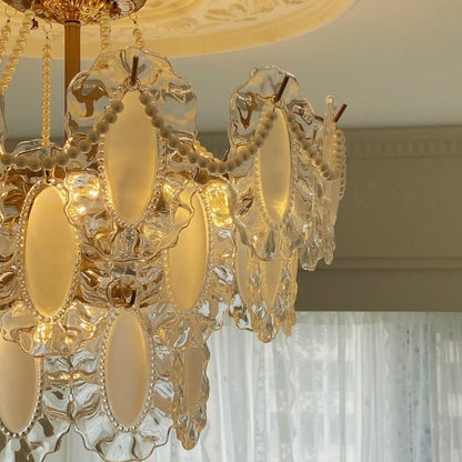 European Vintage Style Luxury Elegant Cream White Chandelier/Ceiling Light Fixture with White Pearl Chains for Living Room Bedroom Restaurant Dining Room-Nobipets