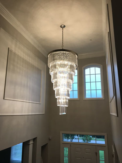 Extra Large 7-Tier Luxury Crystal Chandelier in Black/Coffee/Gold/Chrome Finish Color-Nobipets