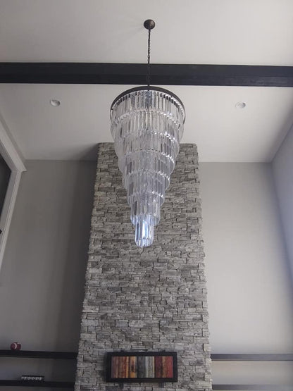 Extra Large 7-Tier Luxury Crystal Chandelier in Black/Coffee/Gold/Chrome Finish Color-Nobipets