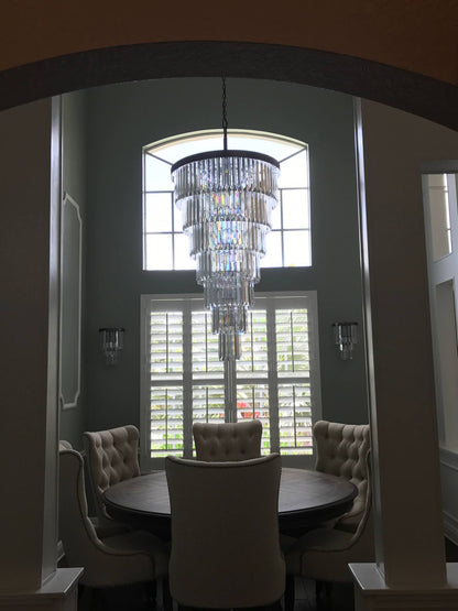 Extra Large 7-Tier Luxury Crystal Chandelier in Black/Coffee/Gold/Chrome Finish Color-Nobipets