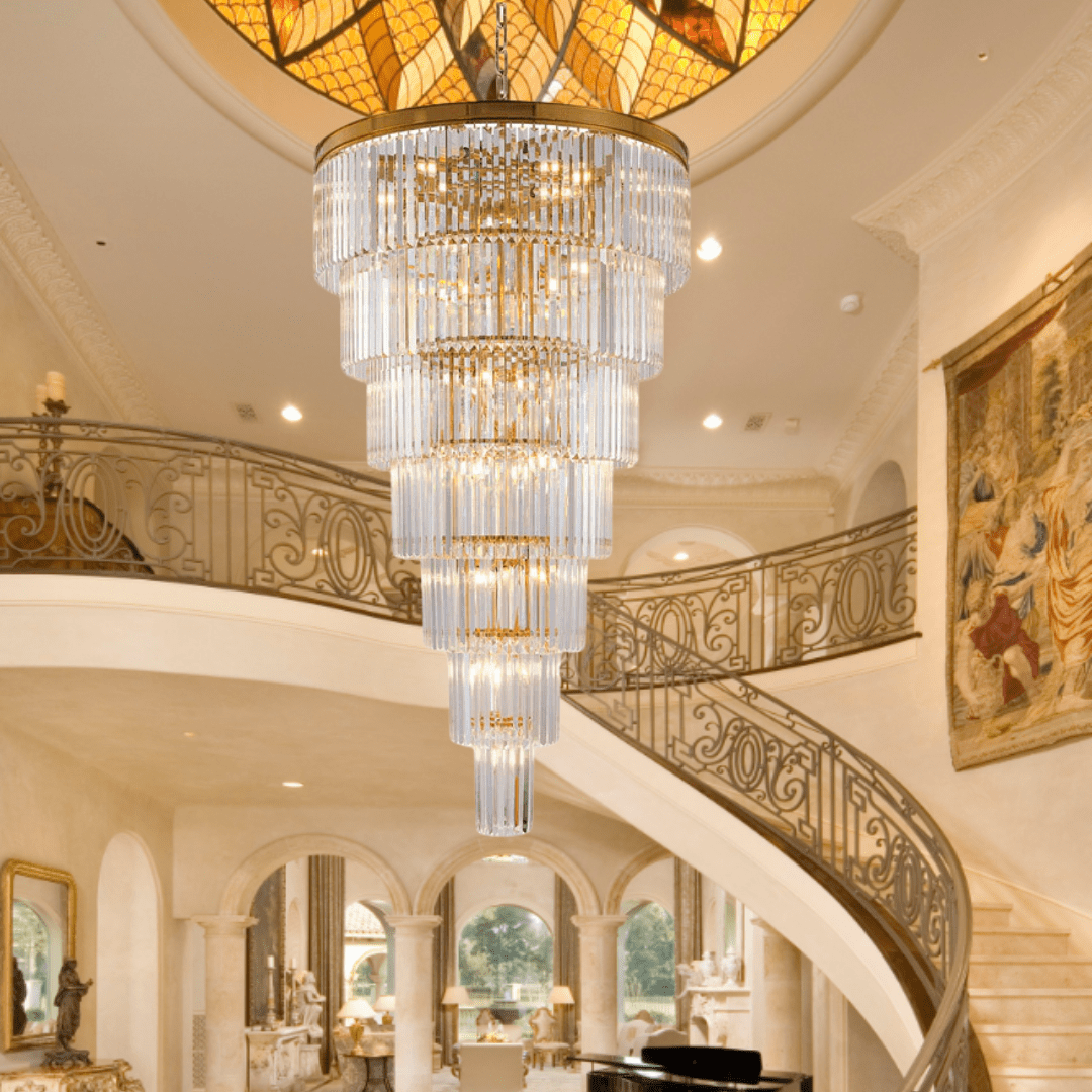 Extra Large 7-Tier Luxury Crystal Chandelier in Black/Coffee/Gold/Chrome Finish Color-Nobipets