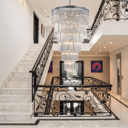 Extra Large 7-Tier Luxury Crystal Chandelier in Black/Coffee/Gold/Chrome Finish Color-Nobipets