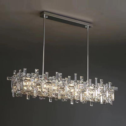 Extra Large Art Irregular Block Collection Crystal Pendant Chandelier Suit for Living/Dining Room-Nobipets