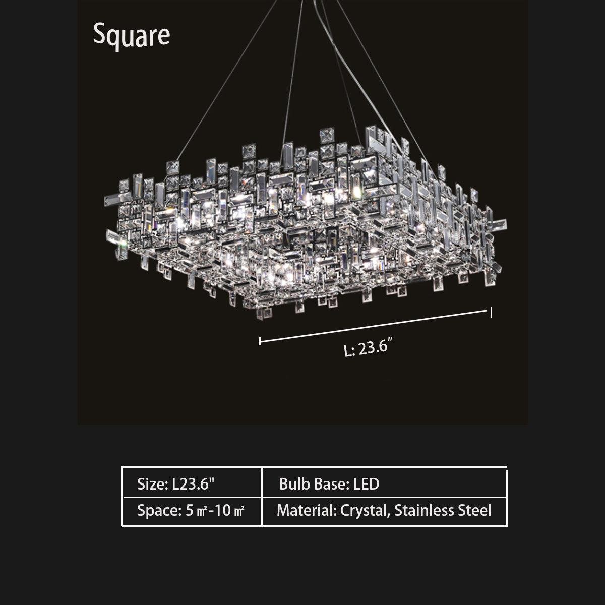 Extra Large Art Irregular Block Collection Crystal Pendant Chandelier Suit for Living/Dining Room-Nobipets