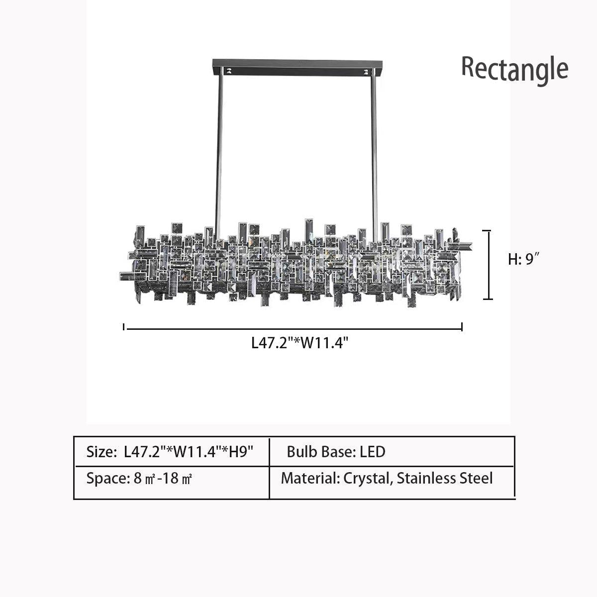 Extra Large Art Irregular Block Collection Crystal Pendant Chandelier Suit for Living/Dining Room-Nobipets