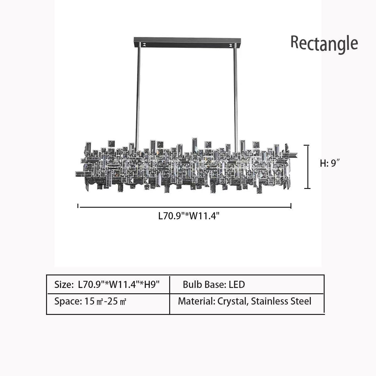 Extra Large Art Irregular Block Collection Crystal Pendant Chandelier Suit for Living/Dining Room-Nobipets