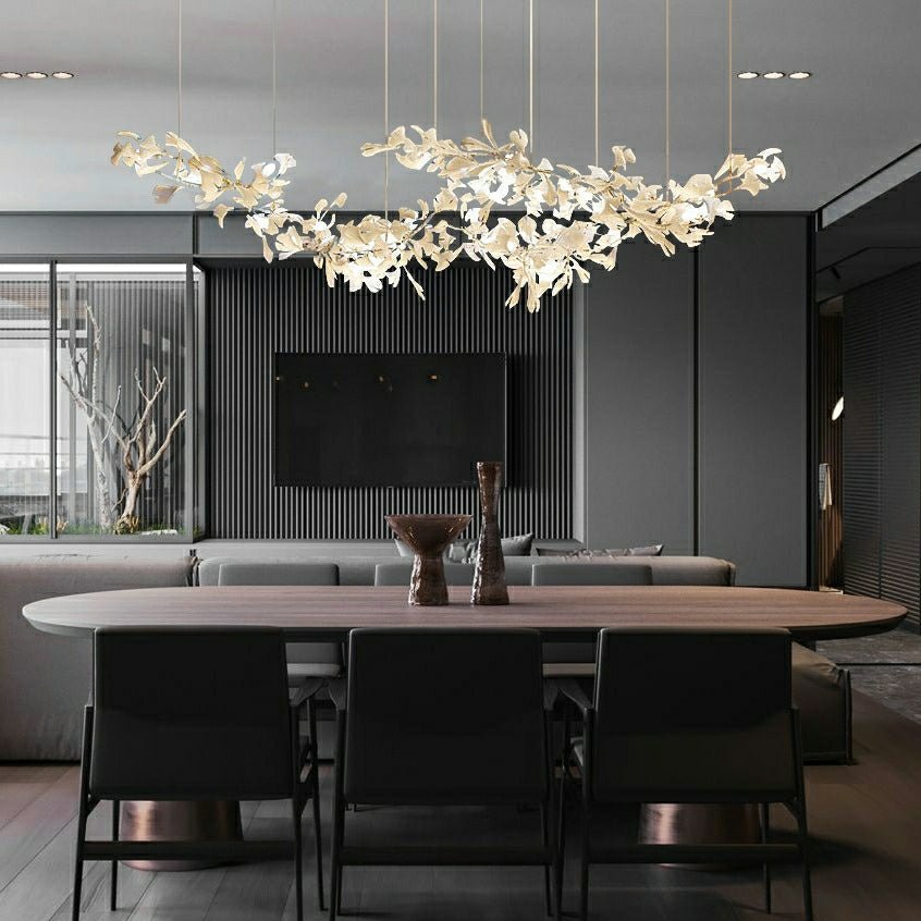 Extra Large Ceramics Twig White Flowers Chandelier Iron Tree Branch Pendant Light For Big Living/ Dining Room-Nobipets