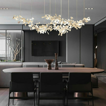Extra Large Ceramics Twig White Flowers Chandelier Iron Tree Branch Pendant Light For Big Living/ Dining Room-Nobipets