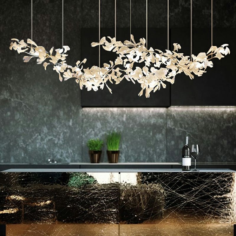 Extra Large Ceramics Twig White Flowers Chandelier Iron Tree Branch Pendant Light For Big Living/ Dining Room-Nobipets