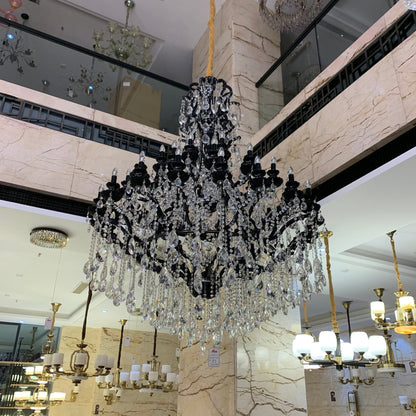 Extra Large Crystal Candle Chandelier in Black Finish for Living Room/Foyer/Staircase/Hotel-Nobipets