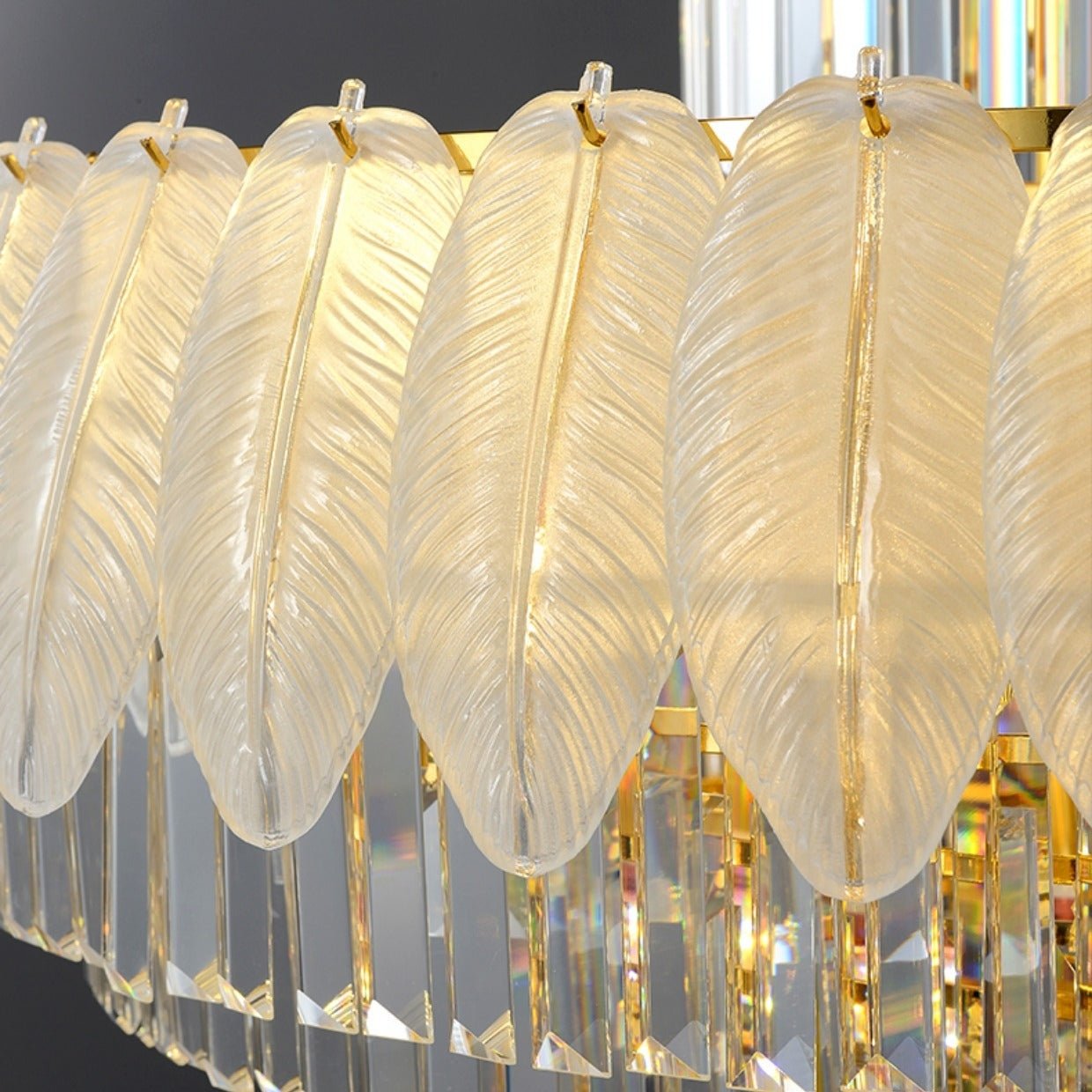 Extra Large Crystal Feather Style Chandelier Long Foyer Staircase Ceiling Lighting Fixture For Living Room-Nobipets