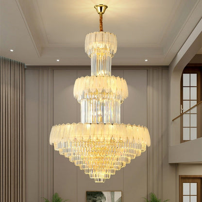 Extra Large Crystal Feather Style Chandelier Long Foyer Staircase Ceiling Lighting Fixture For Living Room-Nobipets