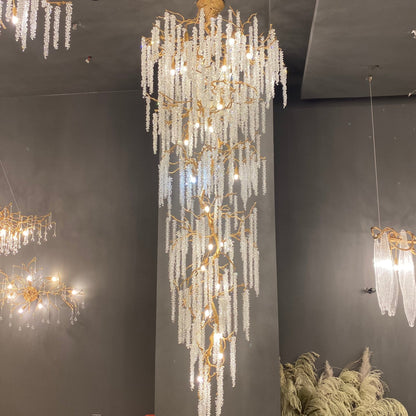 Extra Large Crystal Icicle Tree Branch Chandelier for Staircase/Hallway-Nobipets