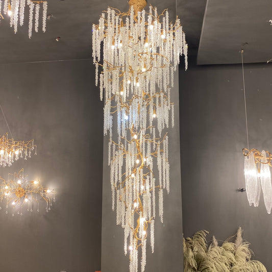Extra Large Crystal Icicle Tree Branch Chandelier for Staircase/Hallway-Nobipets