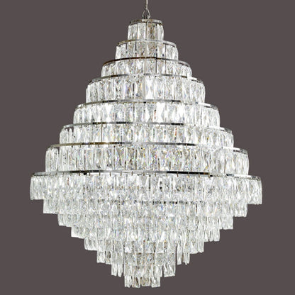 Extra Large Decorative Crystal Chandelier Foyer Hall Ceiling Light Fixture For Staircase In Gold/ Chrome-Nobipets