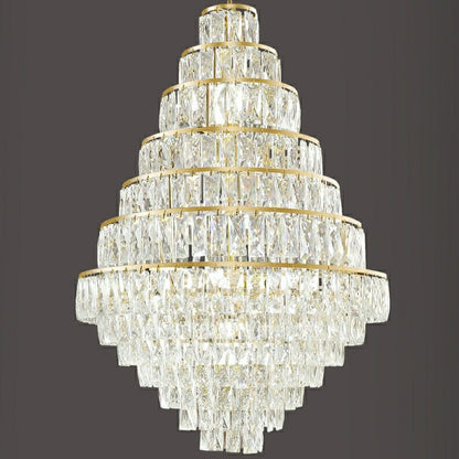 Extra Large Decorative Crystal Chandelier Foyer Hall Ceiling Light Fixture For Staircase In Gold/ Chrome-Nobipets