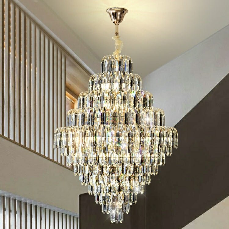 Extra Large Foyer Decorative Crystal Lighting Fixture Living Room Crystal Chandelier For Entryway Staircase-Nobipets