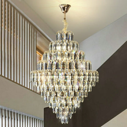 Extra Large Foyer Decorative Crystal Lighting Fixture Living Room Crystal Chandelier For Entryway Staircase-Nobipets