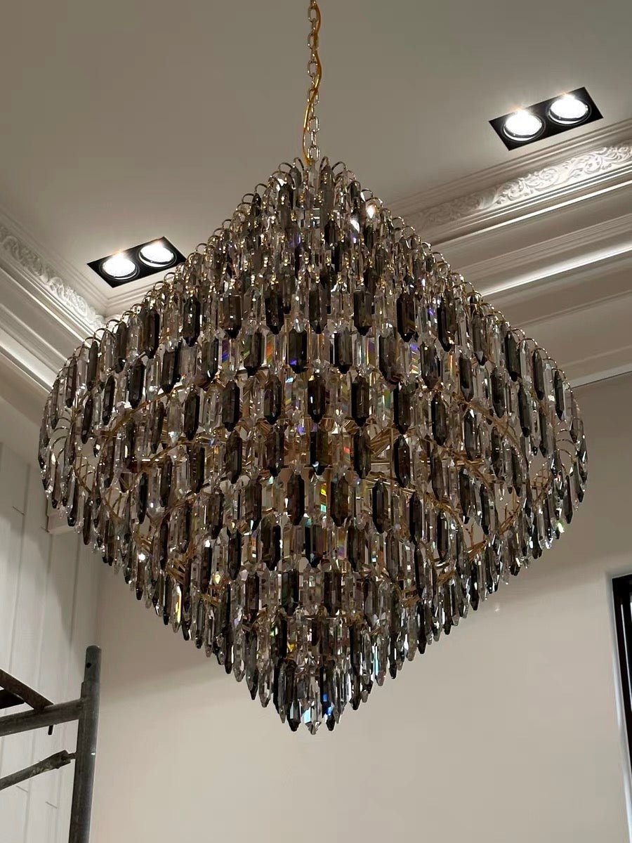 Extra Large Foyer Decorative Crystal Lighting Fixture Living Room Crystal Chandelier For Entryway Staircase-Nobipets