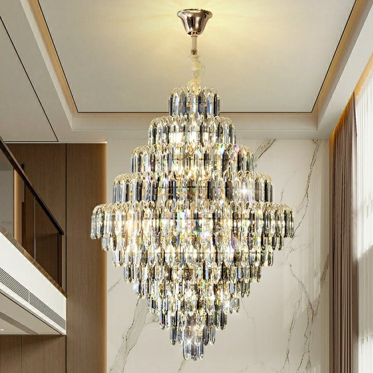 Extra Large Foyer Decorative Crystal Lighting Fixture Living Room Crystal Chandelier For Entryway Staircase-Nobipets
