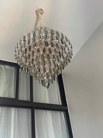 Extra Large Foyer Decorative Crystal Lighting Fixture Living Room Crystal Chandelier For Entryway Staircase-Nobipets