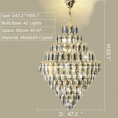 Extra Large Foyer Decorative Crystal Lighting Fixture Living Room Crystal Chandelier For Entryway Staircase-Nobipets