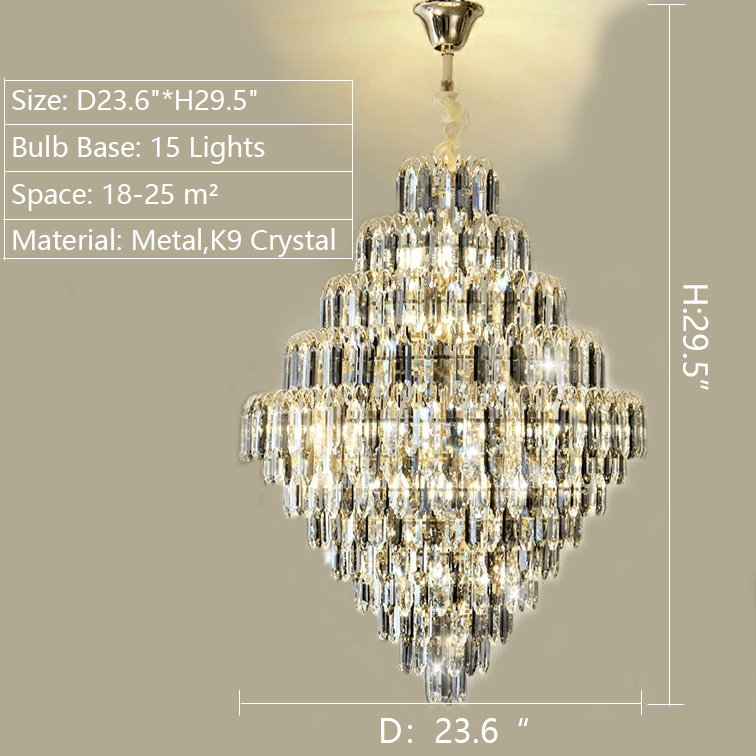 Extra Large Foyer Decorative Crystal Lighting Fixture Living Room Crystal Chandelier For Entryway Staircase-Nobipets